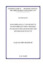 Hoàn thiện quản lý tuân thủ đối với doanh nghiệp xuất khẩu, nhập khẩu của hải quan việt nam trong bối cảnh hội nhập kinh tế quốc tế