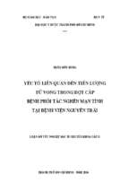 Yếu tố liên quan đến tiên lượng tử vong trong đợt cấp bệnh phỏi tấc nghẽn mạn tính tại bệnh viện nguyên trãi