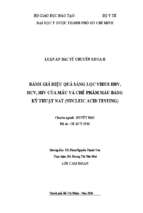 đánh giá hiệu quả sàng lọc virus hbv, hcv, hiv của máu và chế phẩm máu bảng kỹ thuật nat (nucleic acid testing)