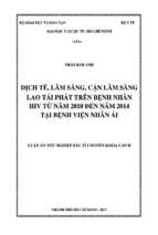 Dịch tẻ, lâm sàng, cận lâm sàng lao tái phát trên bệnh nhân hiv từ năm 2010 đến năm 2014 tại bệnh viện nhân ái