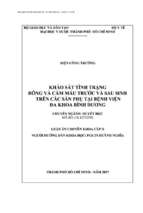 Khảo sát tình trạng đông và cầm máu trước và sau sinh trên các sản phụ tại bệnh viện đa khoa bình dương