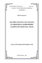 đặc điểm lâm sàng, cận lâm sàng cứa bệnh nhân lao phôi mớihiv tại bệnh viện phạm ngọc thạch