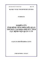 Nghiên cứu tình hình viêm phôi liên quan thở máy tại khoa hồi sức tích