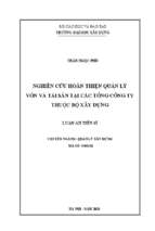 Nghiên cứu hoàn thiện quản lý vốn và tài sản tại các tổng công ty thuộc bộ xây dựng