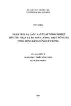 Phân tích đa dạng sản xuất nông nghiệp đến thu nhập và an toàn lương thực nông hộ vùng đồng bằng sông cửu long