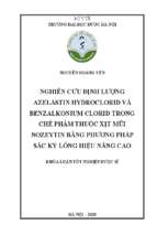 Nghiên cứu định lượng azelastin hydroclorid và benzalkonium clorid trong chế phẩm thuốc xịt mũi nozeytin bằng phương pháp sắc ký lỏng hiệu năng cao