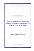 Hoàn thiện hệ thống xếp hạng tín dụng tại ngân hàng thương mại cổ phần việt nam thịnh vượng