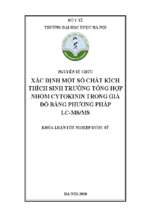 Xác định một số chất kích thích sinh trưởng tổng hợp nhóm cytokinin trong giá đỗ bằng phương pháp lc ms ms