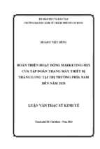 Hoàn thiện hoạt động marketing mix của tập đoàn thang máy thiết bị thăng long tại thị trường phía nam đến năm 2020