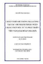 Hoàn thiện hệ thống trả lương tại các chi nhánh thuộc ngân hàng tmcp đầu tư và phát triển việt nam (giai đoạn 2012 2015)