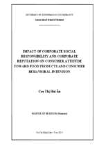 Impact of corporate social responsibility and corporate reputation on consumer attitude toward food products and consumer behavioral intention