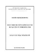 Hoàn thiện hệ thống kiểm soát nội bộ tại công ty tnhh đồng tâm