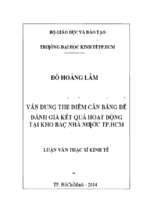 Vận dụng thẻ điểm cân bằng để đánh giá kết quả hoạt động tại kho bạc nhà nước tp.hcm