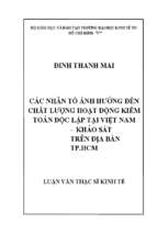 Các nhân tố ảnh hưởng đến chất lượng hoạt động kiểm toán độc lập tại việt nam   khảo sát trên địa bàn tphcm