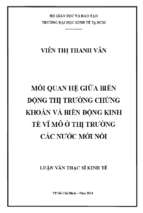 Mối quan hệ giữa biến động thị trường chứng khoán và biến động kinh tế vĩ mô ở thị trường các nước mới nổi