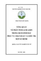 Tổng quan về phân tích acid amin trong dịch sinh học phục vụ chẩn đoán và điều trị một số bệnh