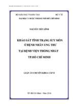 Khảo sát tình trạng suy mòn ở bệnh nhân ung thư tại bệnh viện thống nhất tp.hồ chí minh