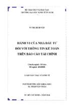 Hành vi của nhà đầu tư đối với thông tin kế toán trên báo cáo tài chính