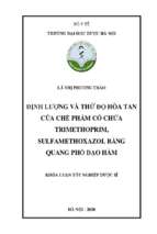 định lượng và thử độ hòa tan của chế phẩm có chứa trimethoprim, sulfamethoxazol bằng quang phổ đạo hàm