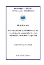 Các nhân tố ảnh hưởng đến kì hạn nợ của doanh nghiệp niêm yết trên thị trường chứng khoán việt nam