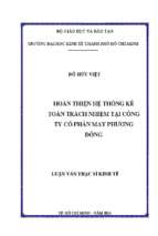 Hoàn thiện hệ thống kế toán trách nhiệm tại công ty cổ phần may phương đông