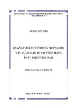 Quản lý rủi ro tín dụng cho vay dự án đầu tư tại ngân hàng phát triển việt nam   chi nhánh sài gòn