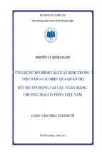 ứng dụng mô hình value at risk trong việc nâng cao hiệu quả quản trị rủi ro tín dụng tại các ngân hàng thương mại cổ phần việt nam