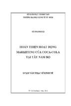 Hoàn thiện hoạt động marketing của coca cola tại tây nam bộ