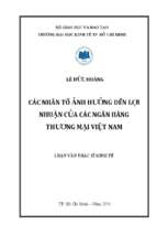 Các nhân tố ảnh hưởng đến lợi nhuận của các ngân hàng thương mại việt nam