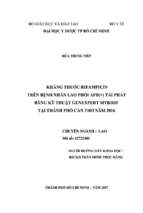 Kháng thuốc rifampicin trên bệnh nhân lao phối afb(+) tái phát bảng kỹ thuật genexpert mtbrif tại thành phố cần thơ năm 2016