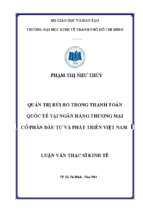 Quản trị rủi ro thanh toán quốc tế  tại ngân hàng thương mại cổ phần đầu tư và phát triển việt nam