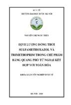 định lượng đồng thời sulfamethoxazol và trimethoprim trong chế phẩm bằng quang phổ tử ngoại kết hợp với toán hóa