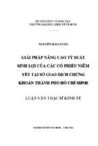 Giải pháp nâng cao tỷ suất sinh lợi của các cổ phiếu niêm yết tại sở giao dịch chứng khoán tp. hcm