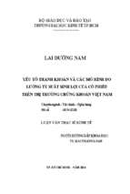 Yếu tố thanh khoản và các mô hình đo lường tỷ suất sinh lợi của cổ phiếu trên thị trường chứng khoán việt nam