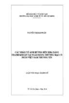 Các nhân tố ảnh hưởng đến khả năng thanh khoản ngân hàng thương mại cổ phần việt nam thương tín