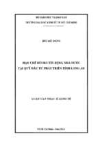 Hạn chế rủi ro tín dụng nhà nước tại quỹ đầu tư phát triển tỉnh long an