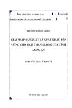 Giải pháp sản xuất và xuất khẩu bền vững cho trái thanh long của tỉnh long an