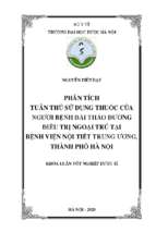 Phân tích tuân thủ sử dụng thuốc của người bệnh đái tháo đường điều trị ngoại trú tại bệnh viện nội tiết trung ương, thành phố hà nội