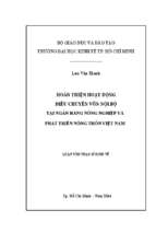 Hoàn thiện hoạt động điều chuyển vốn nội bộ tại ngân hàng nông nghiệp và phát triên nông thôn việt nam