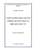 Chất lượng báo cáo tài chính, nợ ngắn hạn và hiệu quả đầu tư