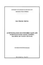 An investigation of customer value and patronage in retailing vending machine sector in vietnam