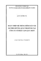 Hoàn thiện hệ thống kiểm soát nội bộ theo hướng quản trị rủi ro tại công ty cổ phần cảng quy nhơn