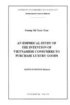 An empirical study of the intention of vietnamese consummers to purchase luxury goods