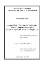 ảnh hưởng của nắm giữ tiền mặt đến giá trị doanh nghiệp của các công ty niêm yết việt nam