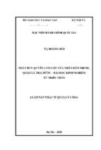 Phát huy quyền làm chủ của nhân dân trong quản lý nhà nước   bài học kinh nghiệm từ triều trần