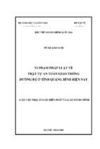 Vi phạm pháp luật về trật tự an toàn giao thông đường bộ ở tỉnh quảng bình hiện nay