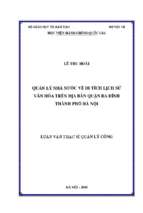 Quản lý nhà nước về di tích lịch sử văn hóa trên địa bàn quận ba đình, thành phố hà nội