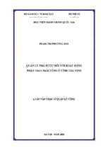 Quản lý nhà nước đối với hoạt động phật giáo nam tông ở tỉnh trà vinh