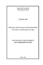 Kiểm tra thuế tại trụ sở người nộp thuế của chi cục thuế quận cầu giấy