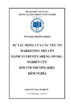 Sự tác động của các yếu tố marketing mix lên hành vi truyền miệng (wom)   nghiên cứu với thương hiệu kềm nghĩa